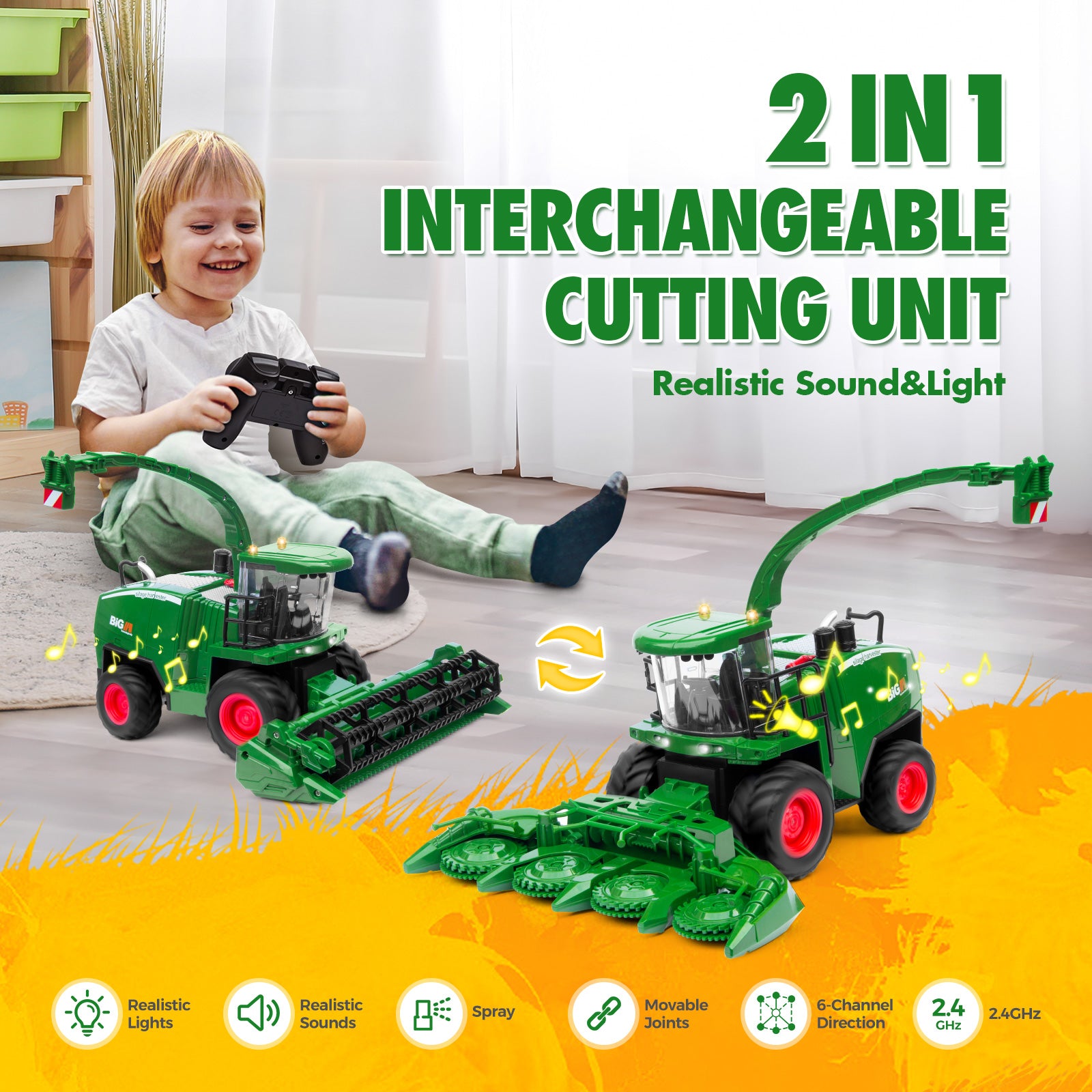 Tractor Remote Control Real Remote Control Harvester Tractor, Farm Vehicle Toy β UARZT