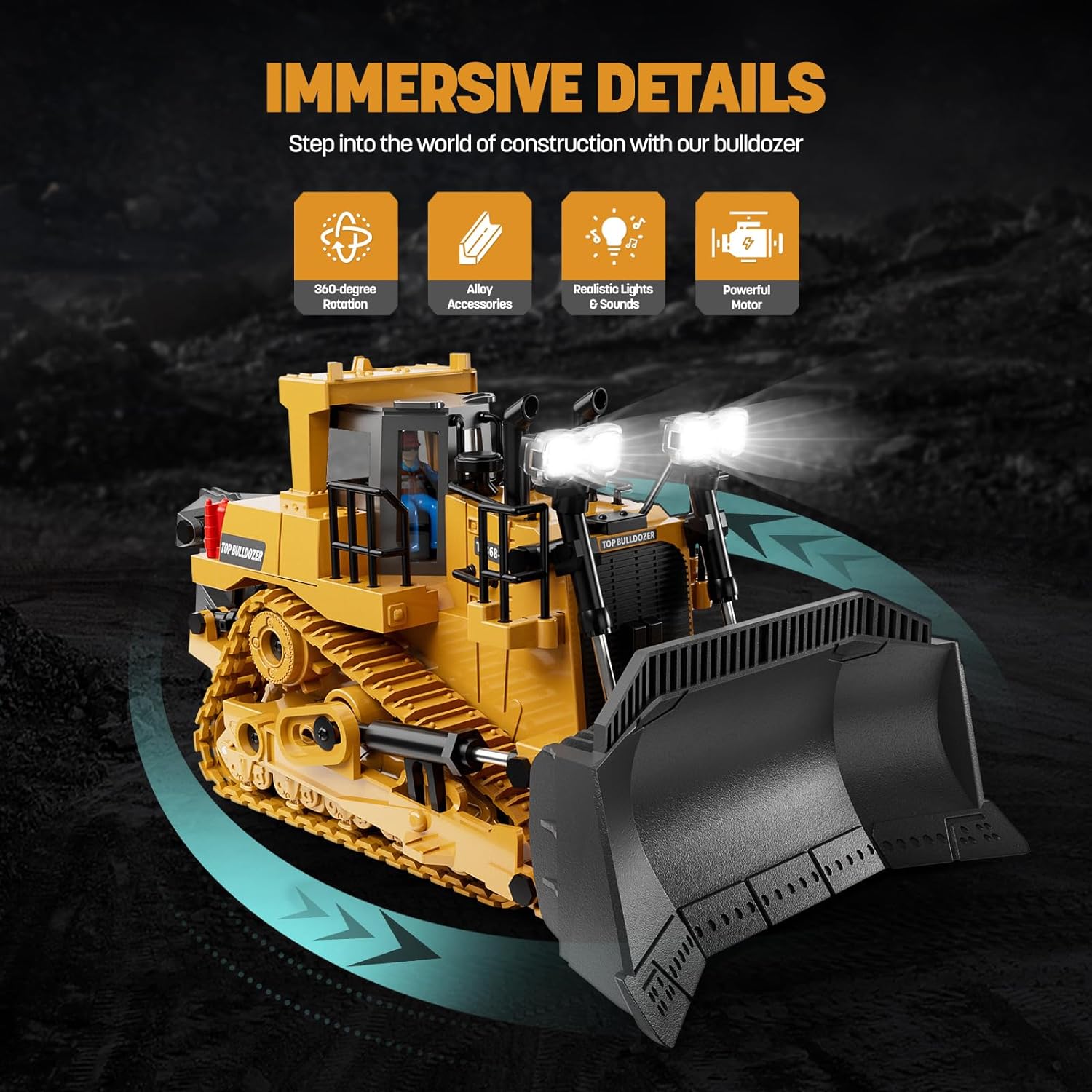 Rc Dozer Metal RC Bulldozer - Kids Track Type Tractor Toys – UARZT