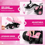 Remote Control Tractor Toy [2025] Kids RC Tractor Set & Truck and Trailer Front Loader - Metal Car Head/8 Wheel/Light, Toddlers Farm Vehicle Toys for 3 4 5 6 7 8 9 Year Old Girls Birthday Gift, Pink