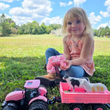 Remote Control Tractor Toy [2025] Kids RC Tractor Set & Truck and Trailer Front Loader - Metal Car Head/8 Wheel/Light, Toddlers Farm Vehicle Toys for 3 4 5 6 7 8 9 Year Old Girls Birthday Gift, Pink